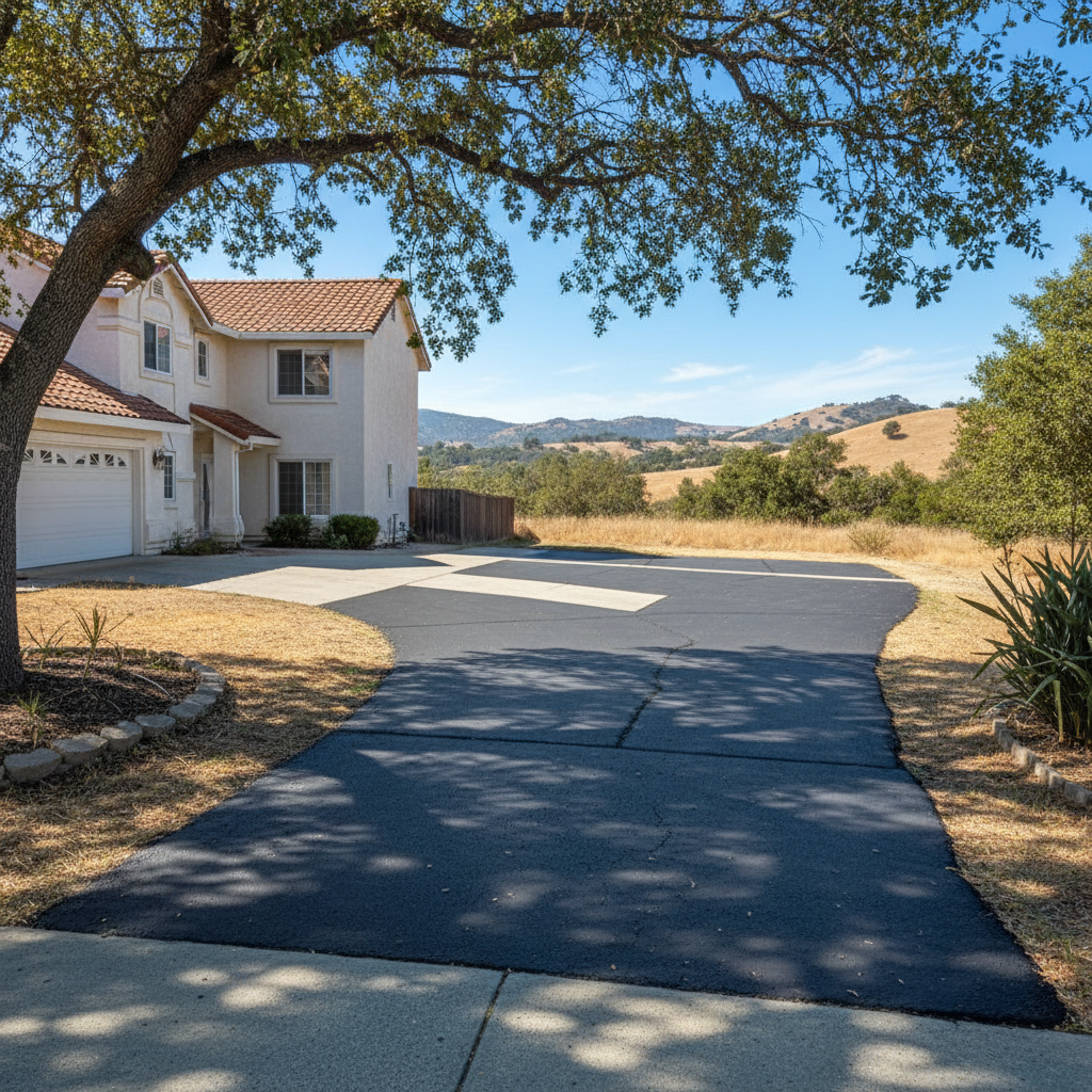 Completed asphalt patching work at a residential property in Chico, CA