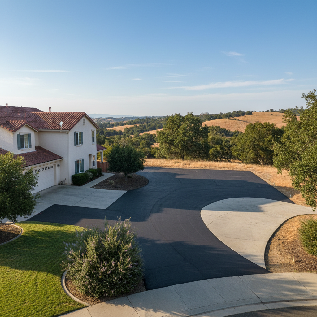 Completed asphalt patching work at a residential property in Chico, CA