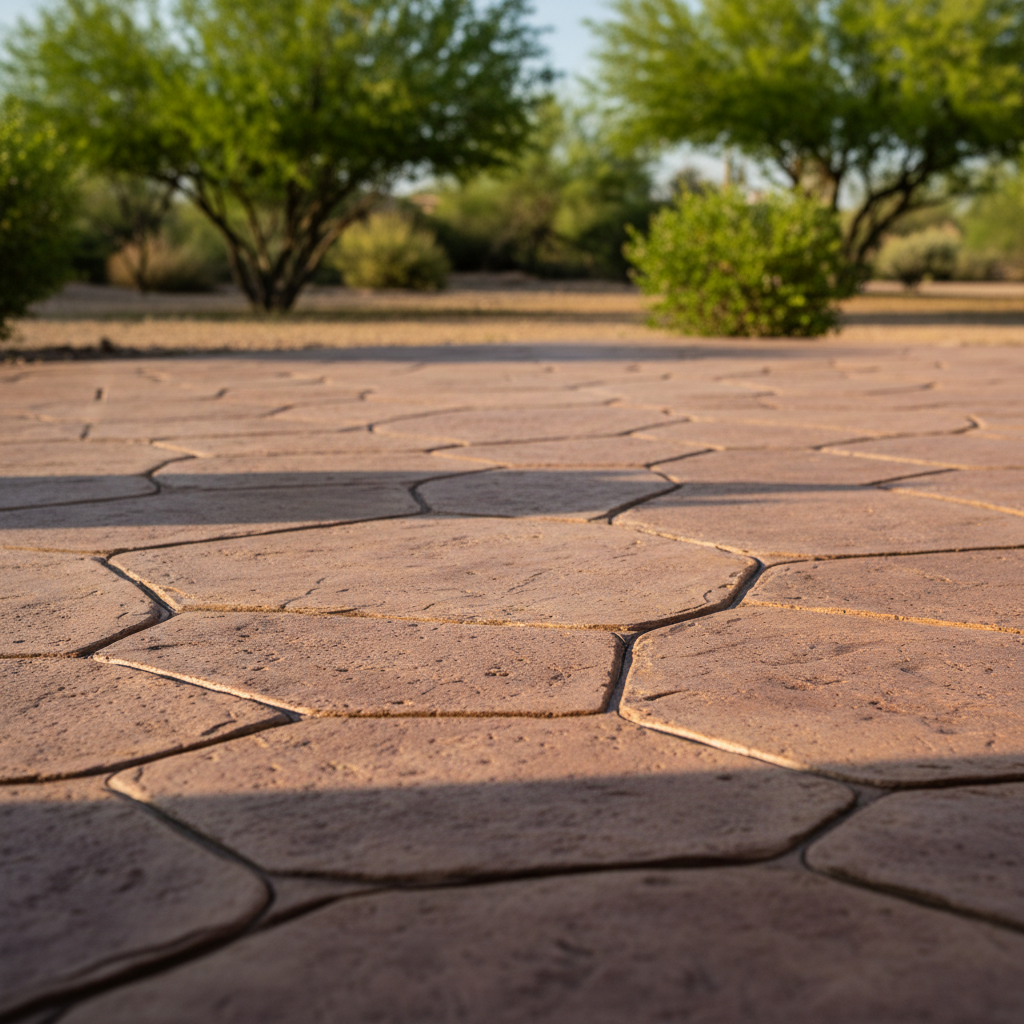 Completed decorative concrete work at a residential property in Coolidge, AZ
