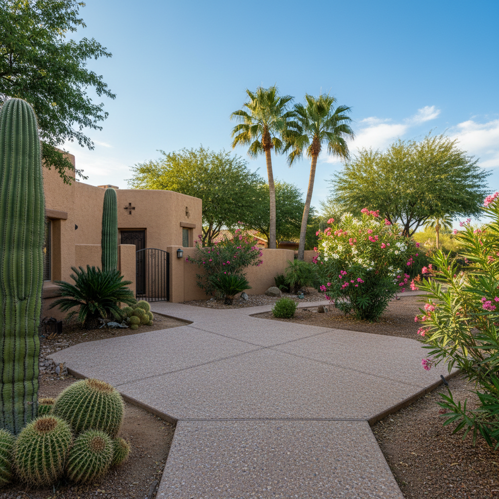 Completed concrete installation work at a residential property in Glendale, AZ