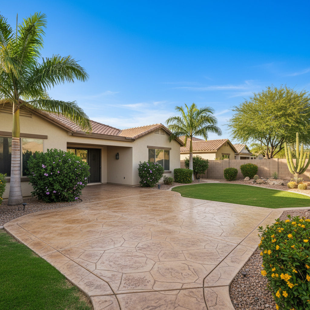 Completed concrete installation work at a residential property in Glendale, AZ