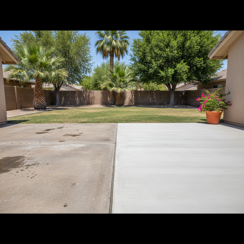 Completed concrete flatwork work at a residential property in Laveen Village, AZ