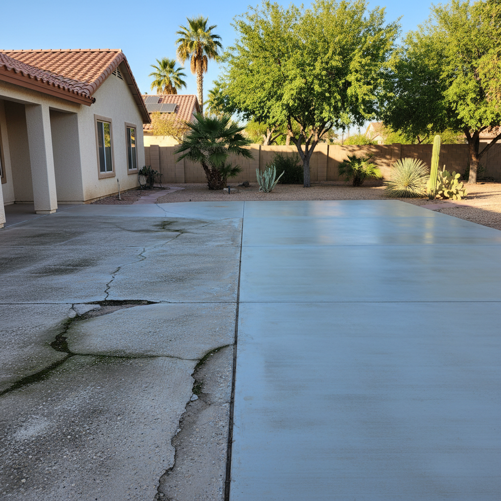 Completed concrete flatwork work at a residential property in Laveen Village, AZ