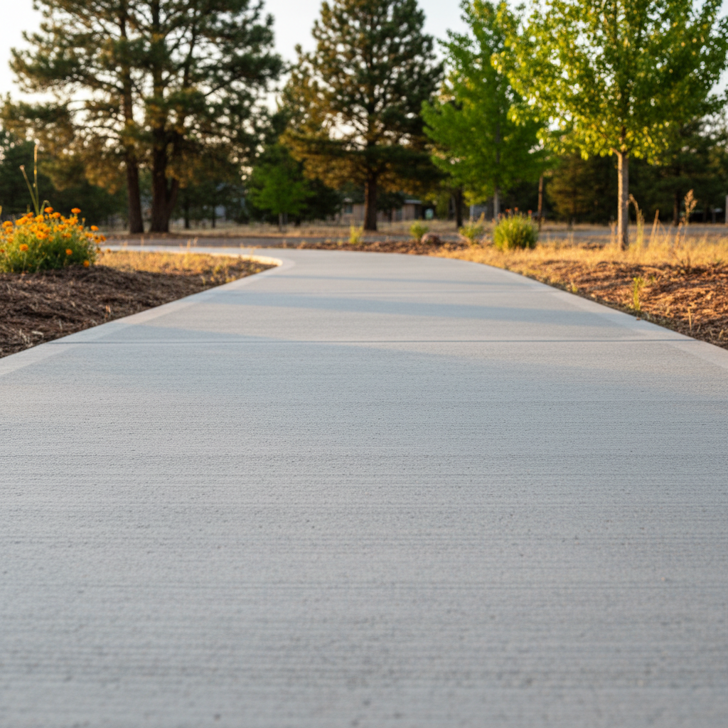 Completed concrete sidewalks work at a residential property in Flagstaff, AZ