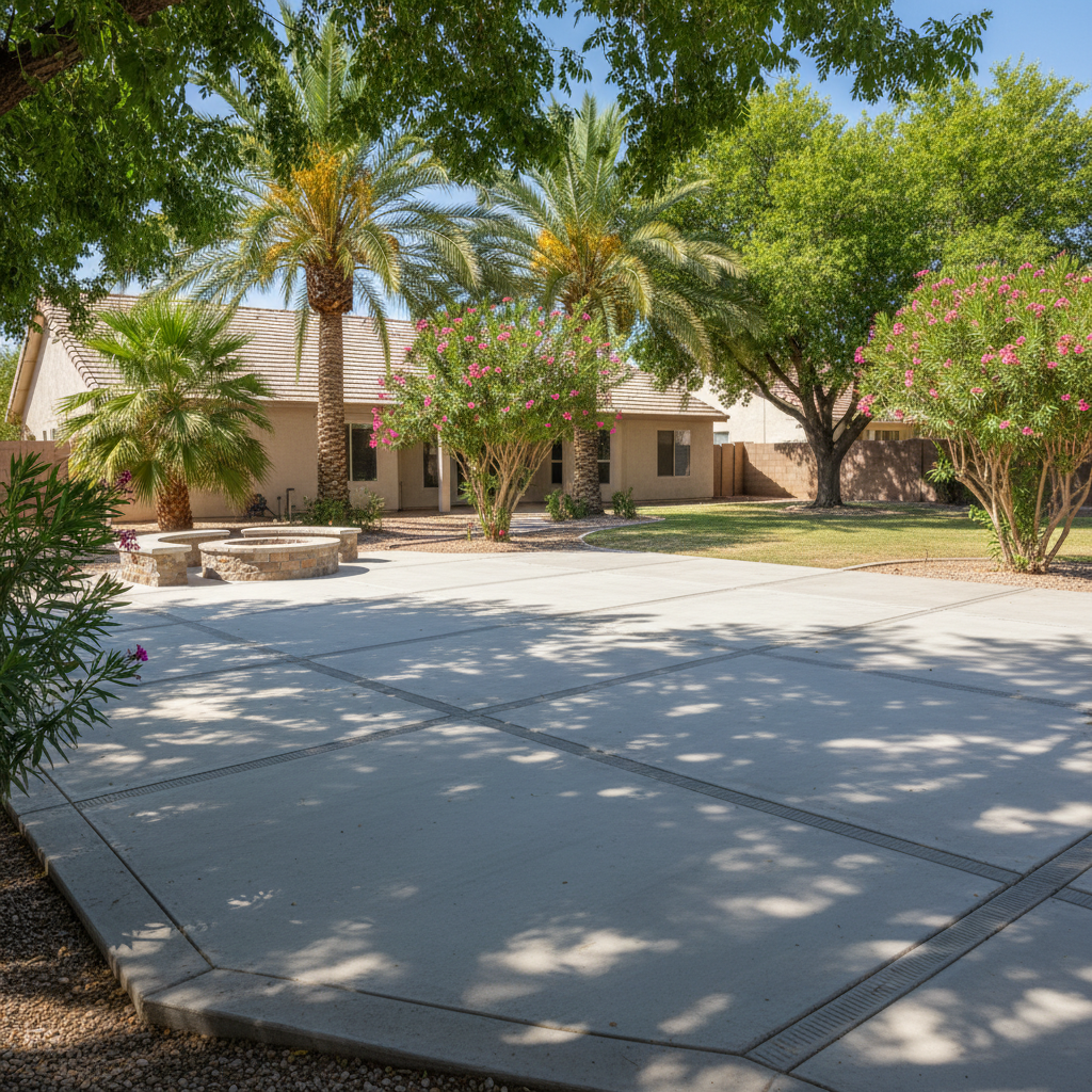 Completed concrete patios work at a residential property in Bullhead City, AZ