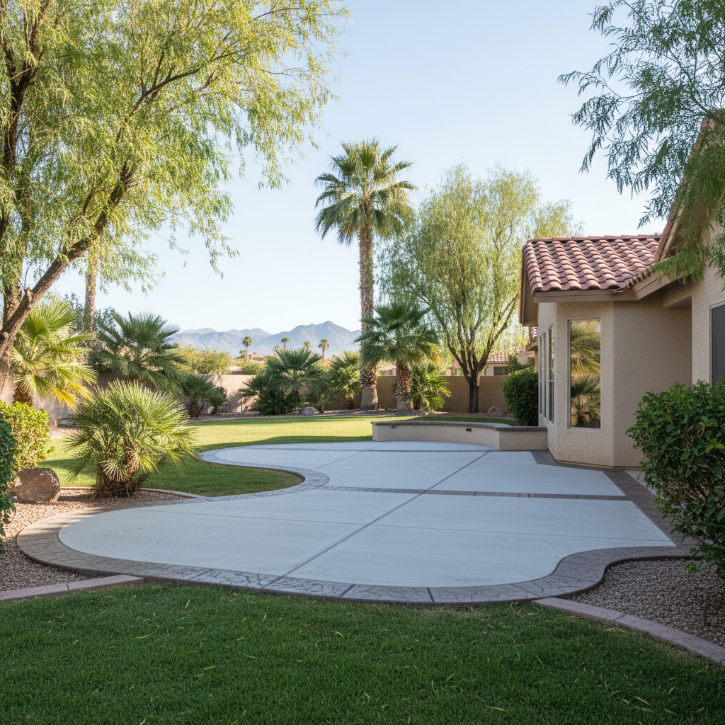 Completed concrete patios work at a residential property in Bullhead City, AZ