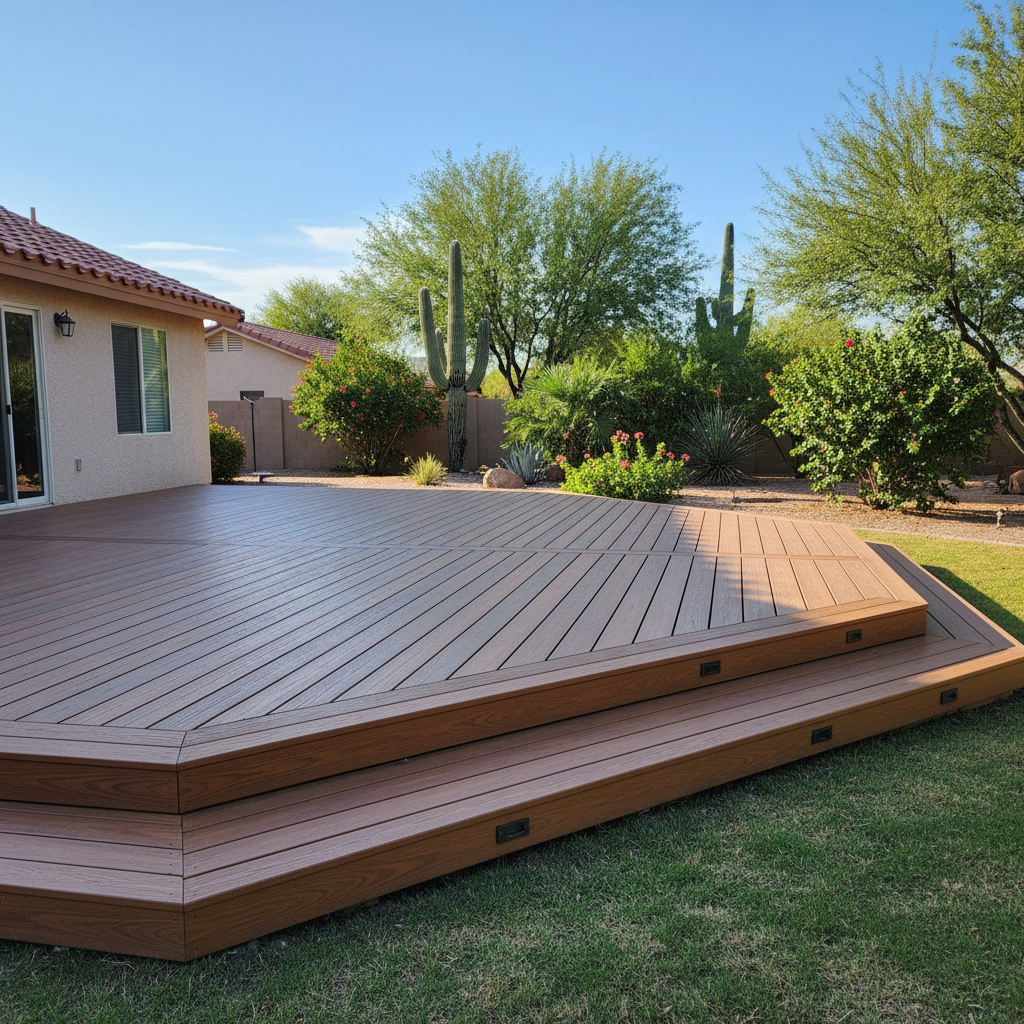 Completed composite decks work at a residential property in Apache Junction, AZ