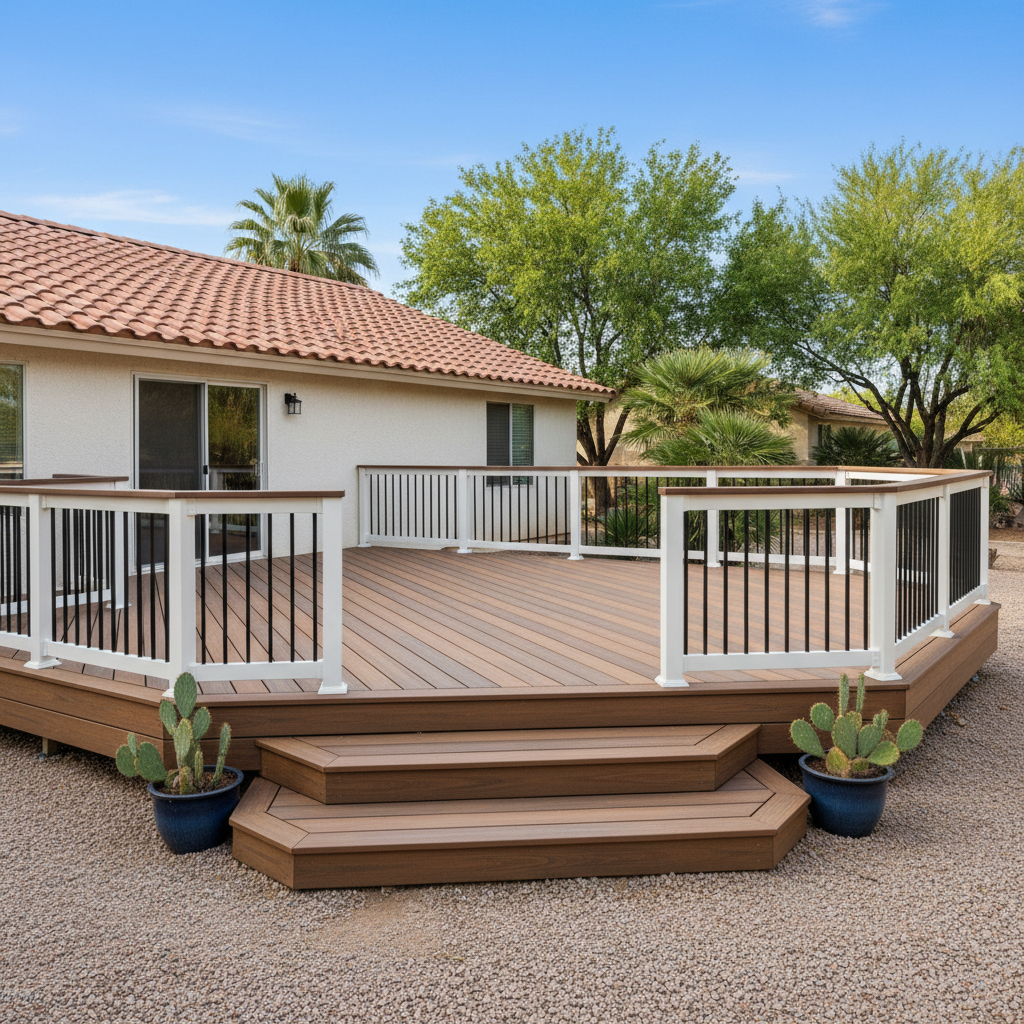 Completed trex decks work at a residential property in Coolidge, AZ