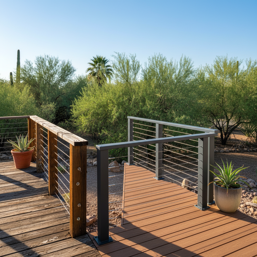 Completed deck railing installation work at a residential property in Scottsdale, AZ