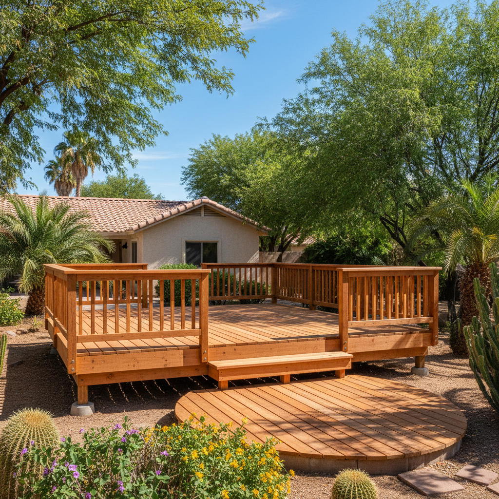 Completed wooden decks work at a residential property in Laveen, AZ