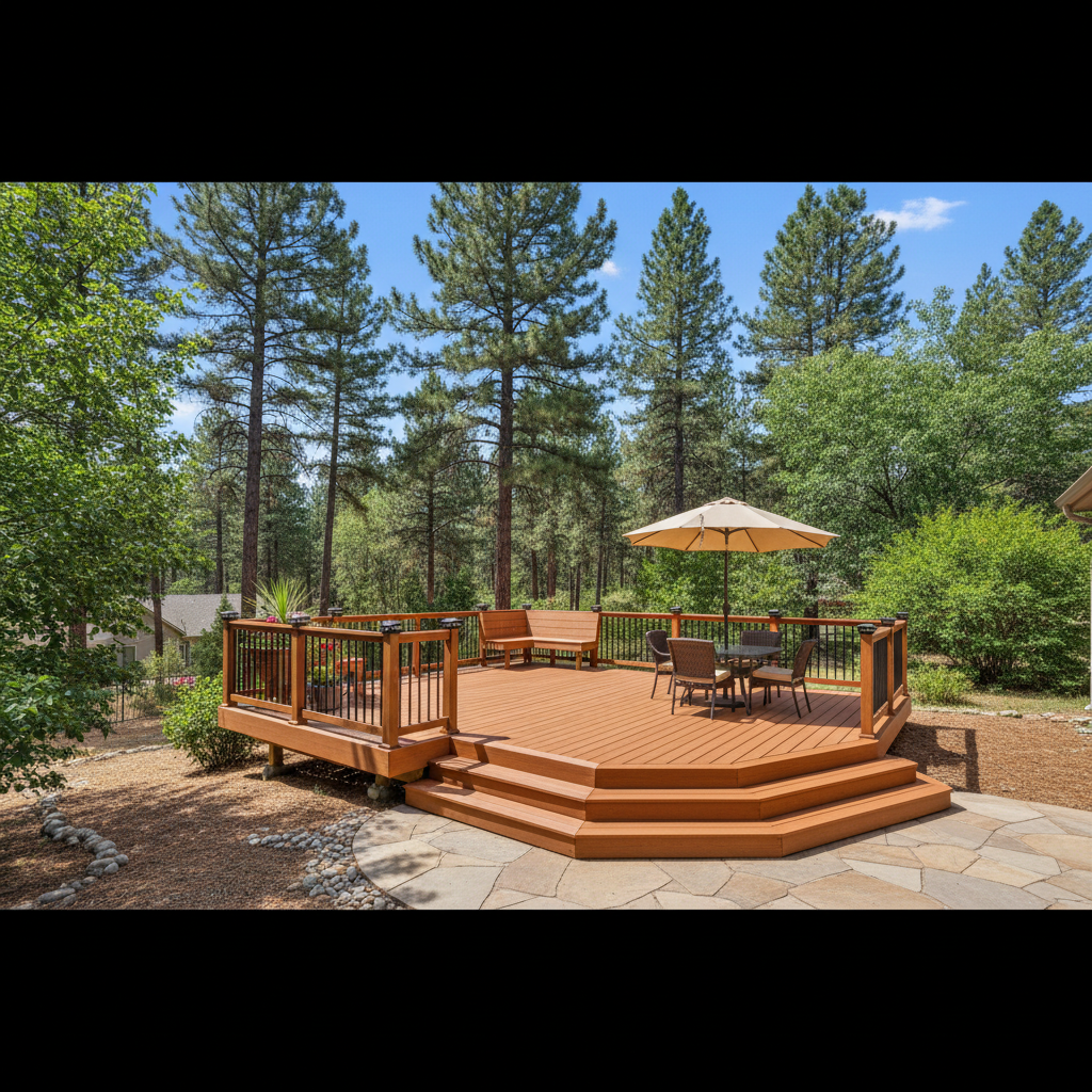 Completed trex decks work at a residential property in Flagstaff, AZ