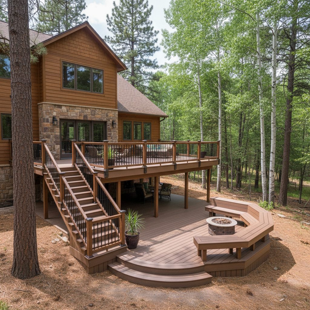 Completed trex decks work at a residential property in Flagstaff, AZ