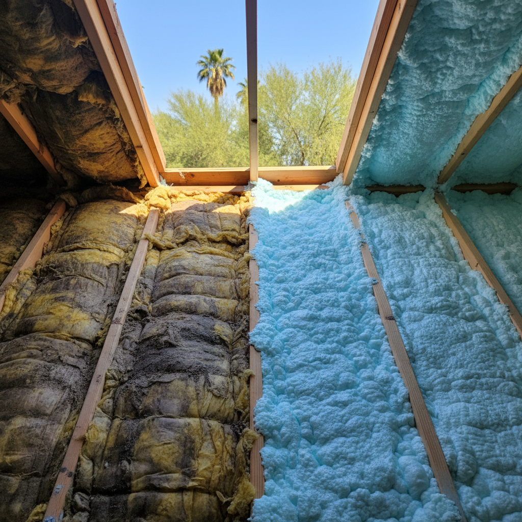 Completed open cell spray foam work at a residential property in Gilbert, AZ