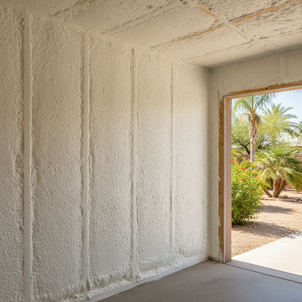 Completed garage insulation work at a residential property in Mesa, AZ
