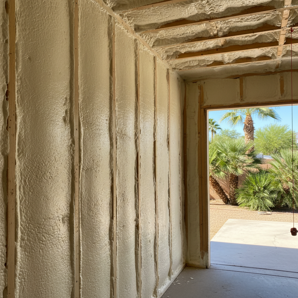 Completed garage insulation work at a residential property in Mesa, AZ