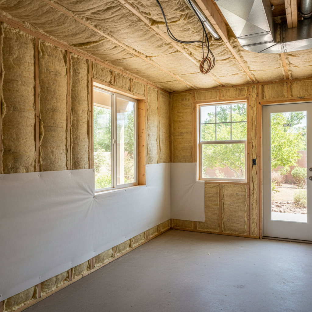 Completed basement insulation work at a residential property in Tempe, AZ