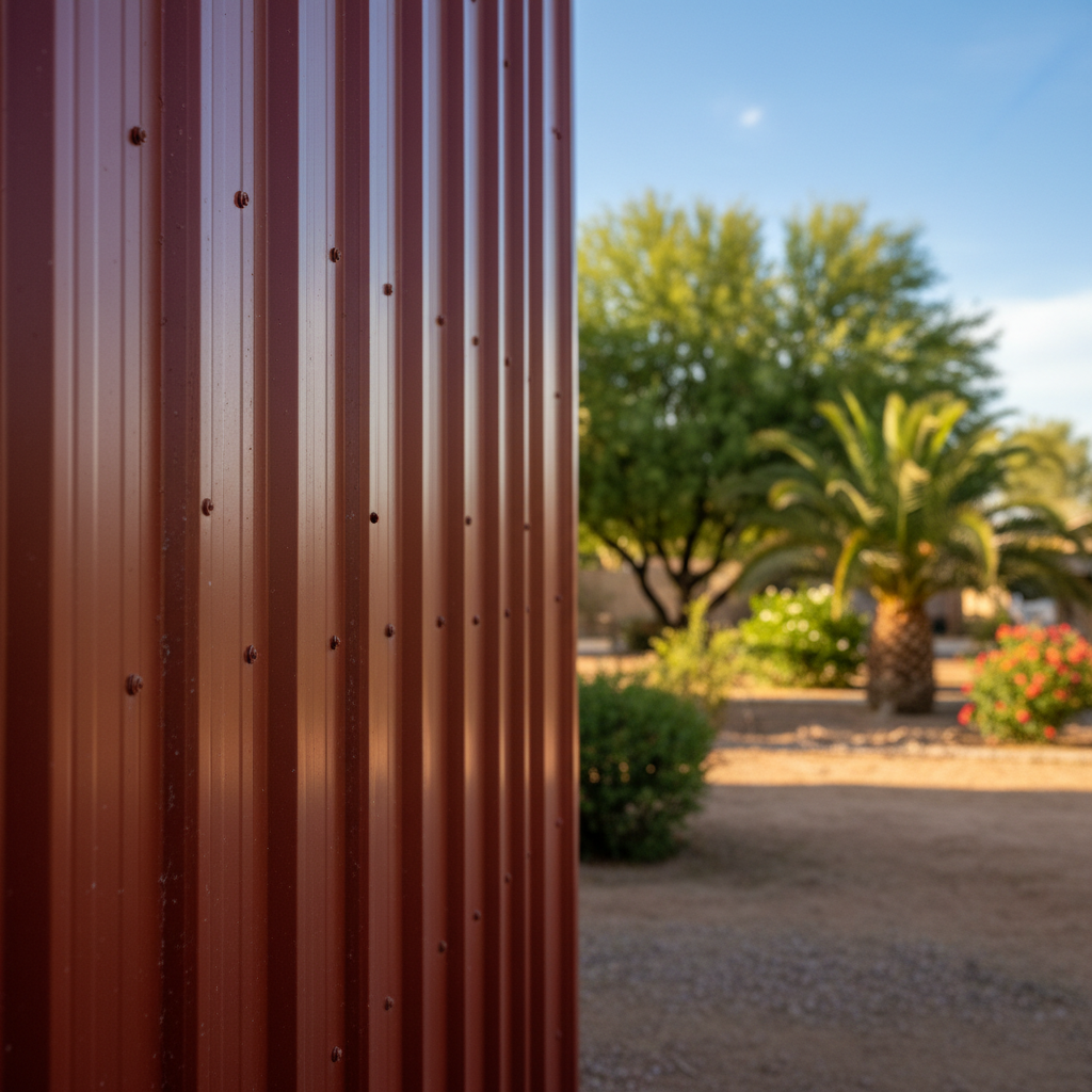 Completed metal pole barns work at a residential property in Mesa, AZ