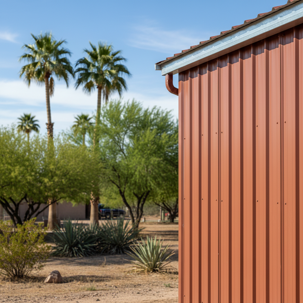 Completed metal pole barns work at a residential property in Mesa, AZ