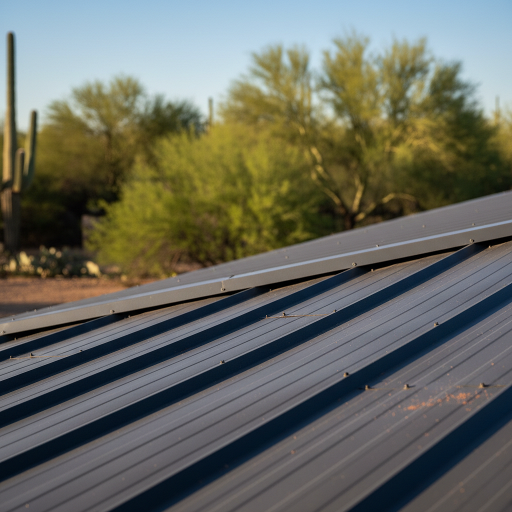 Completed metal barndominiums work at a residential property in Mesa, AZ