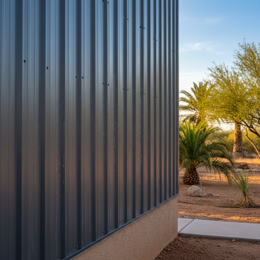 Completed metal barndominiums work at a residential property in Mesa, AZ