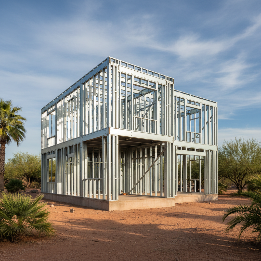 Completed steel frame erection work at a residential property in Peoria, AZ