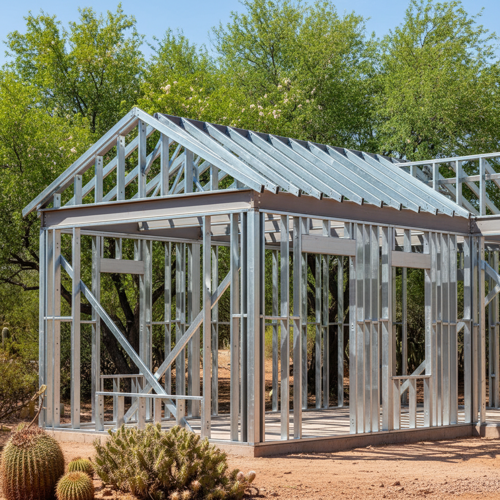 Completed steel frame erection work at a residential property in Peoria, AZ