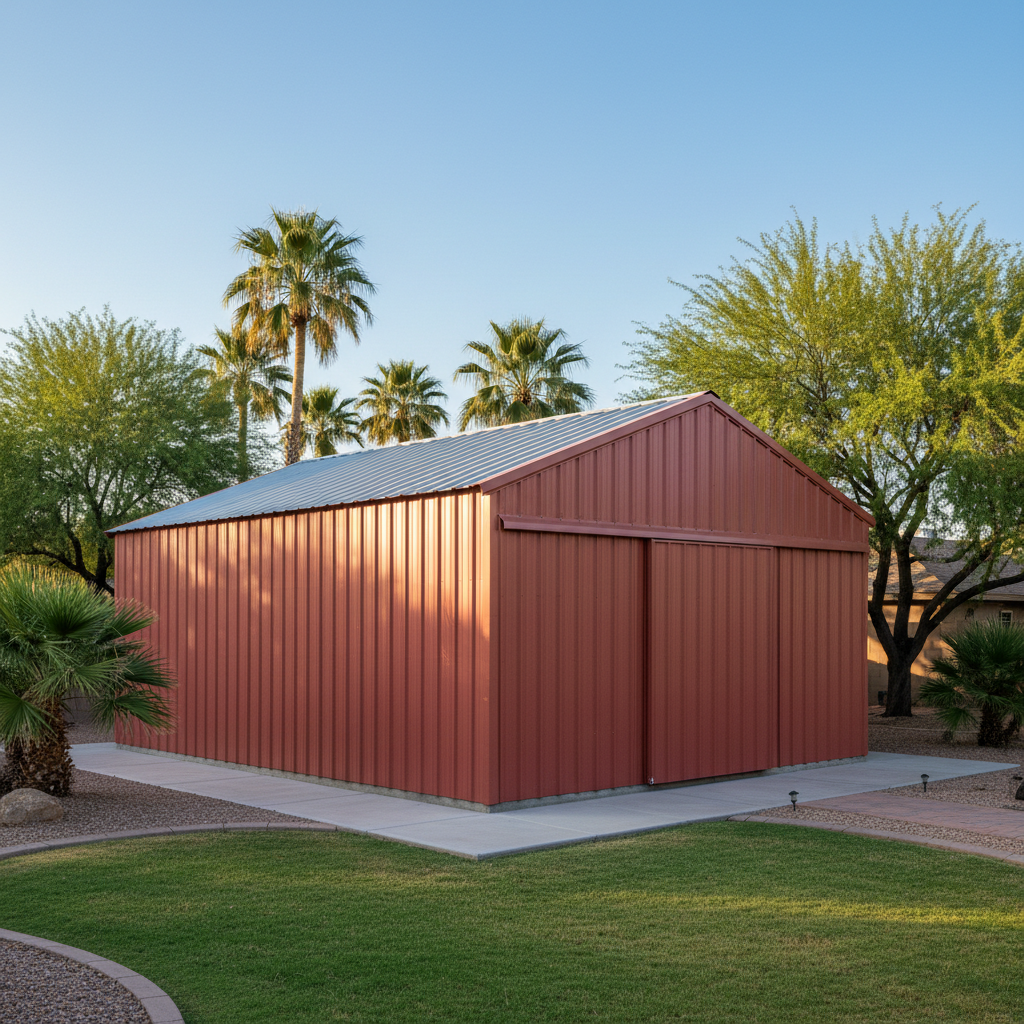 Completed metal pole barns work at a residential property in Chandler, AZ