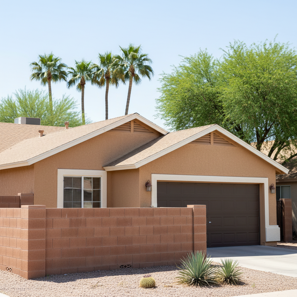 Completed stucco painting work at a residential property in Phoenix, AZ