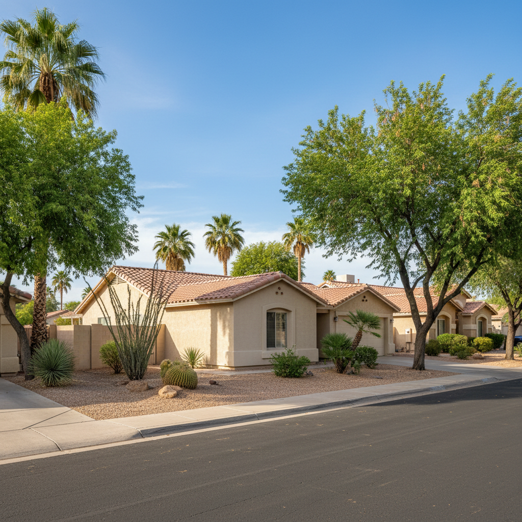 Completed stucco repair work at a residential property in Tempe, AZ