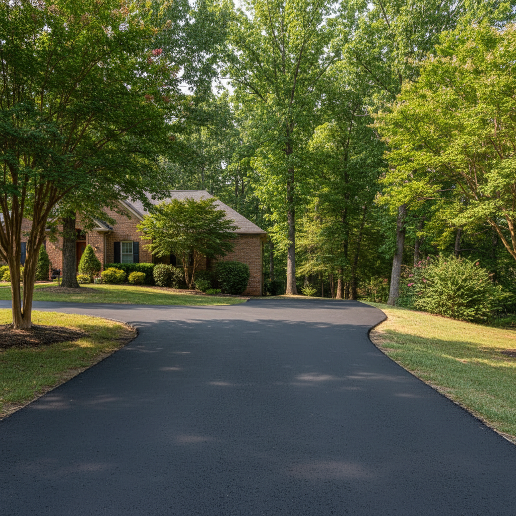 Completed driveway paving work at a residential property in Fayetteville, AR