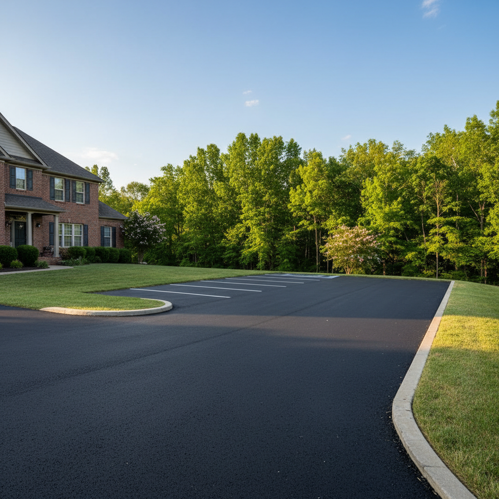 Completed parking lot paving work at a residential property in Springdale, AR