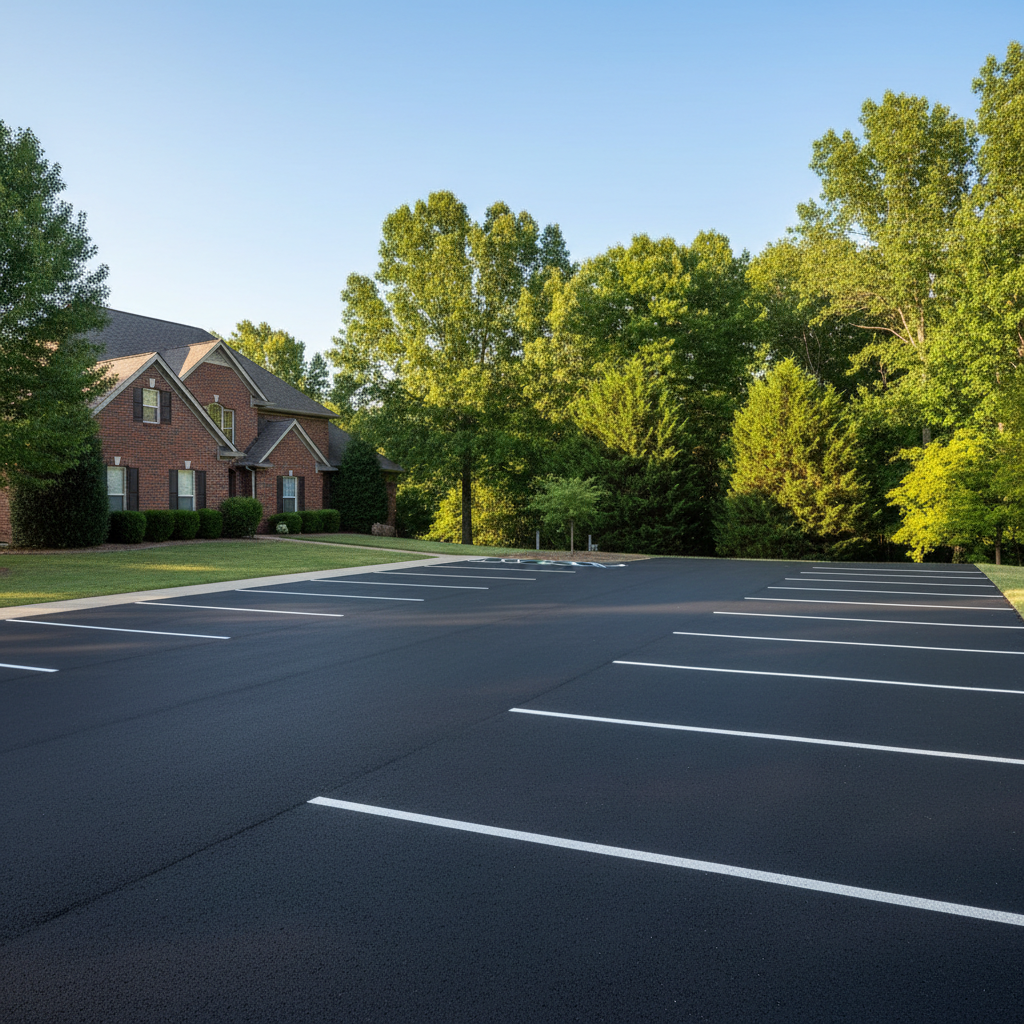 Completed parking lot paving work at a residential property in Springdale, AR