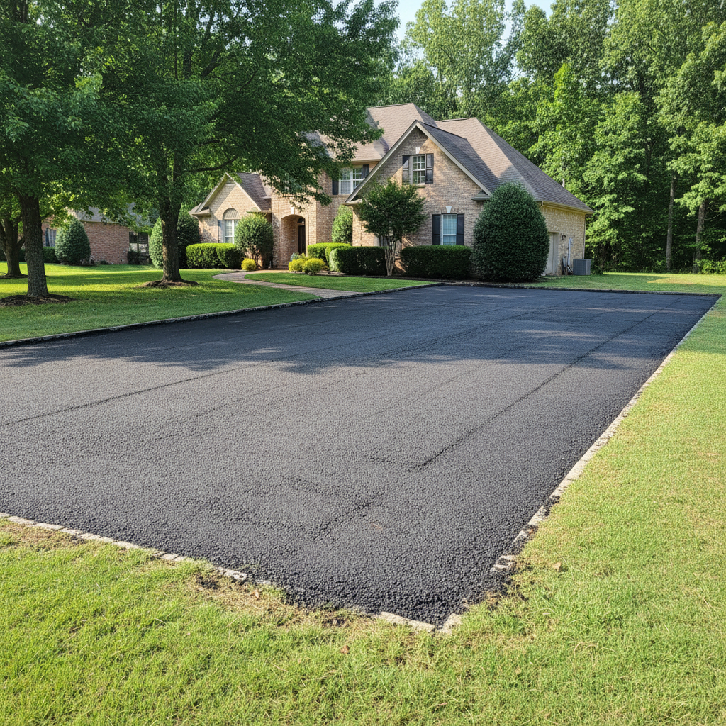 Completed asphalt milling work at a residential property in Lockesburg, AR
