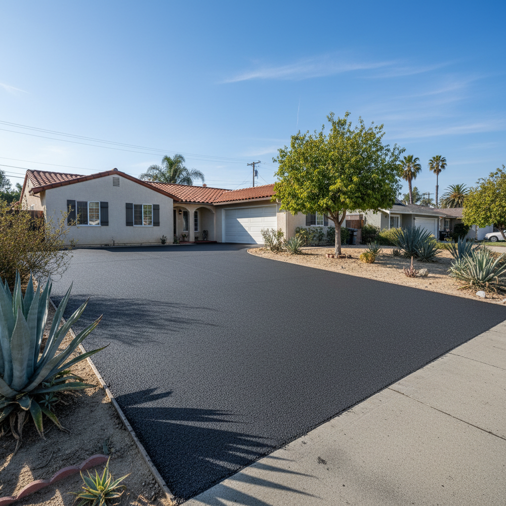 Completed driveway paving work at a residential property in Hawthorne, CA