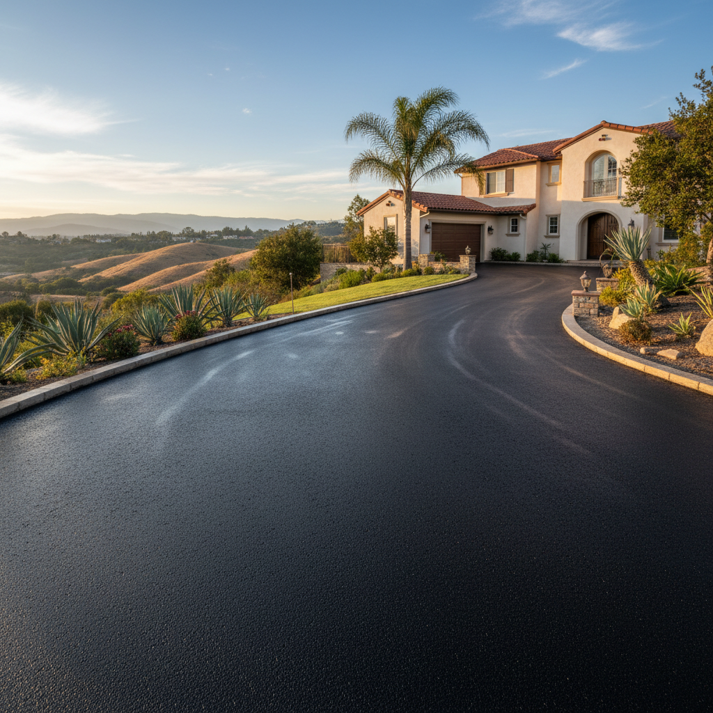 Completed driveway paving work at a residential property in Hawthorne, CA