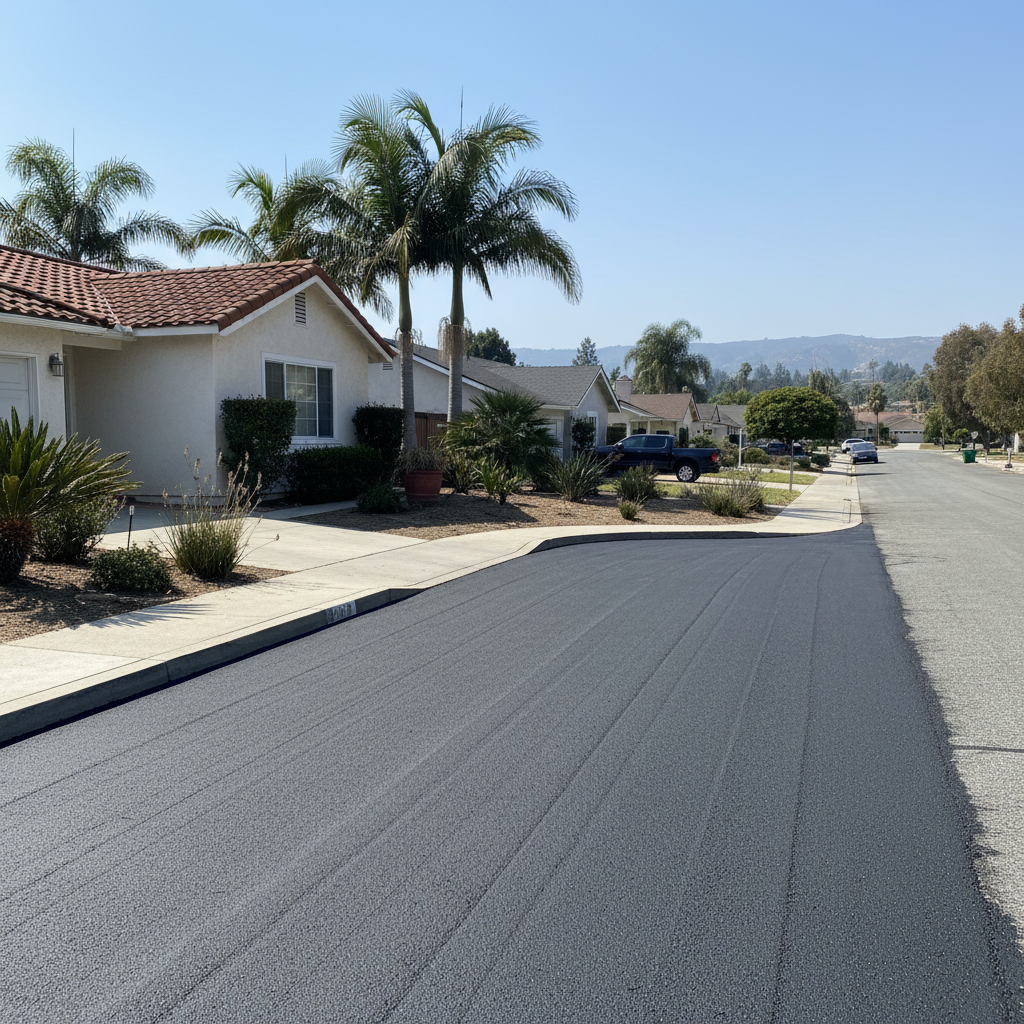 Completed asphalt milling work at a residential property in Inglewood, CA