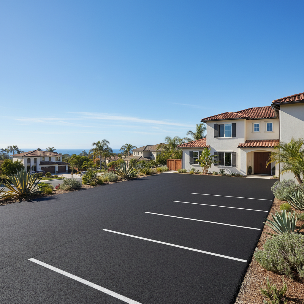 Completed commercial asphalt work at a residential property in Newport Beach, CA