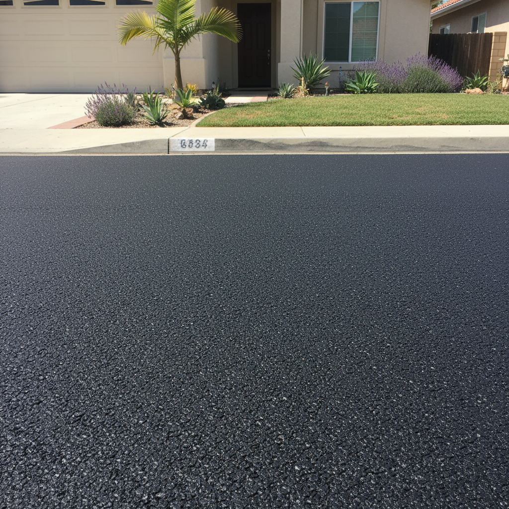 Completed asphalt paving work at a residential property in Westminster, CA