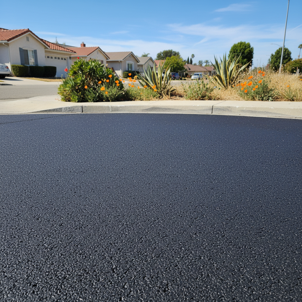 Completed asphalt paving work at a residential property in Westminster, CA