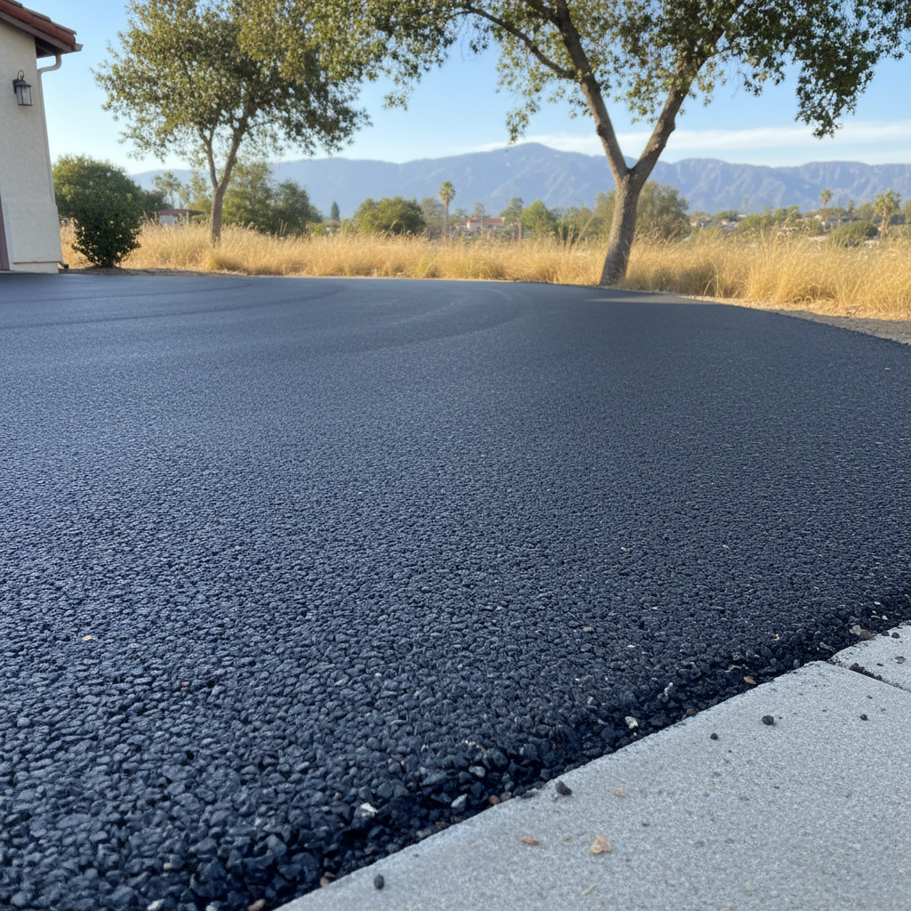 Completed parking lot paving work at a residential property in Pasadena, CA
