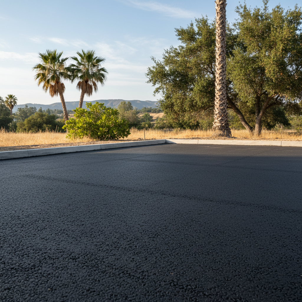 Completed parking lot paving work at a residential property in Pasadena, CA