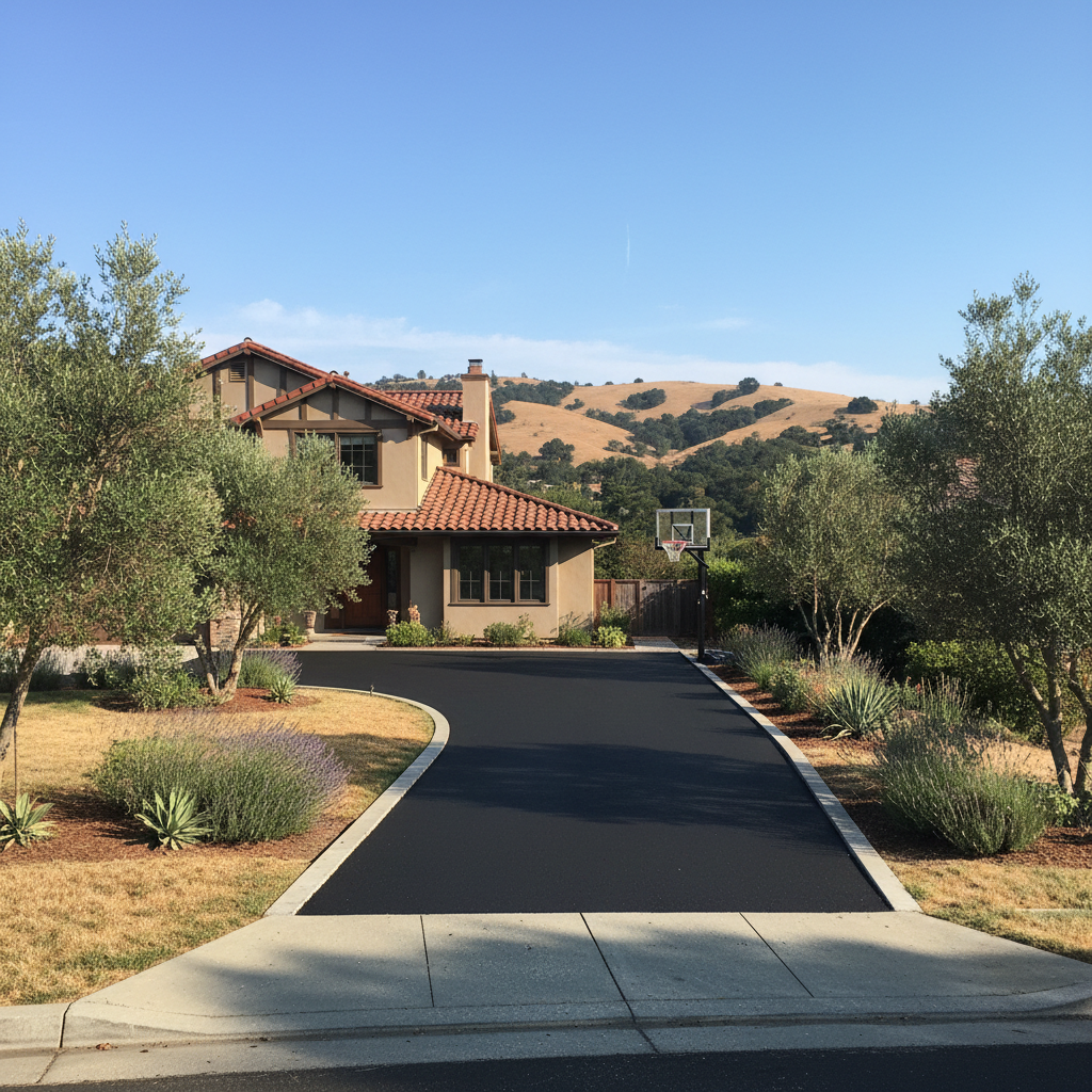 Completed residential asphalt work at a residential property in Burlingame, CA