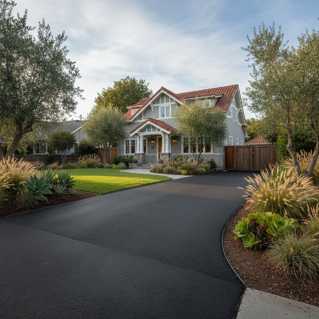 Completed residential asphalt work at a residential property in Burlingame, CA