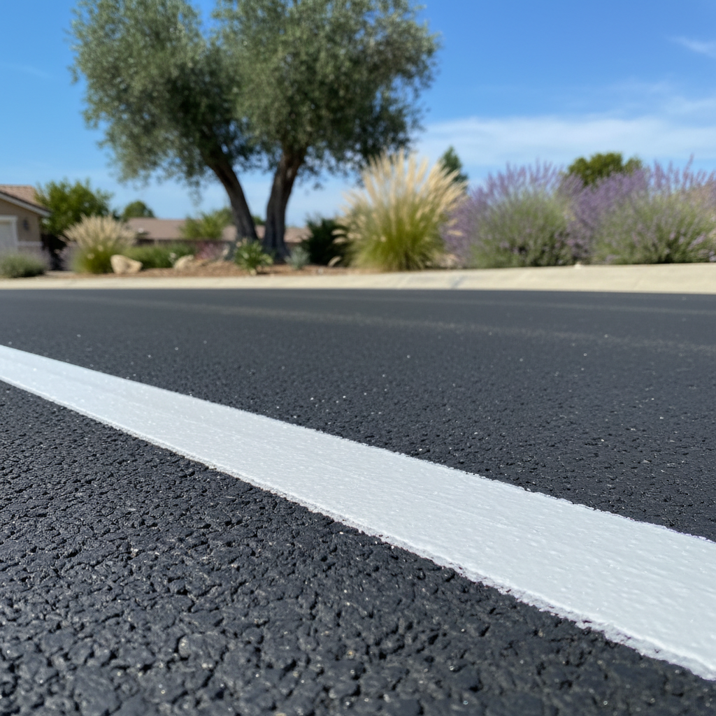 Completed asphalt striping work at a residential property in Murrieta, CA