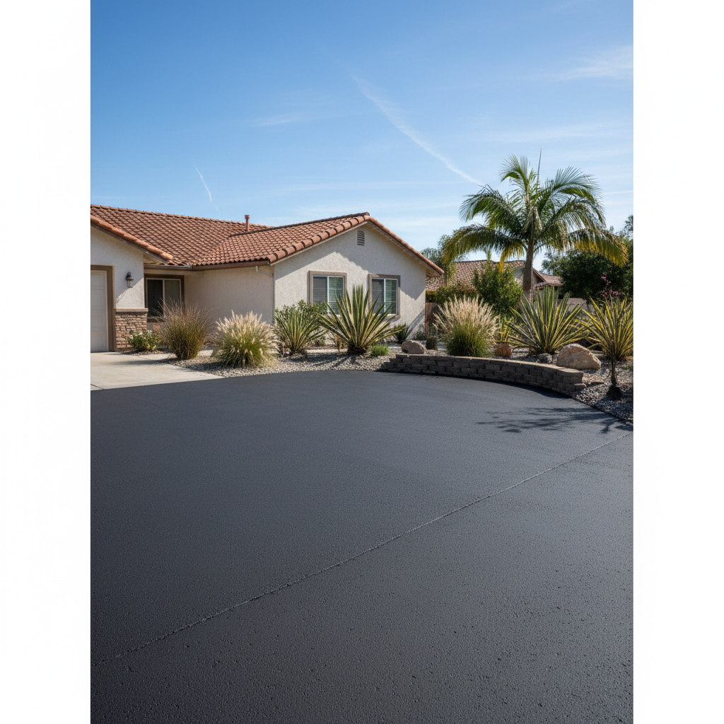 Completed asphalt repair work at a residential property in National City, CA