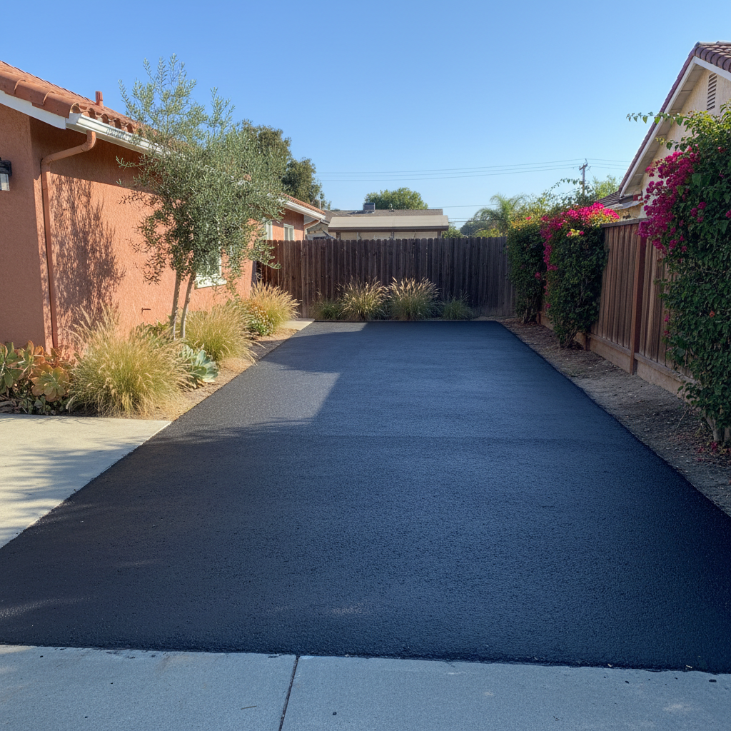 Completed asphalt repair work at a residential property in National City, CA