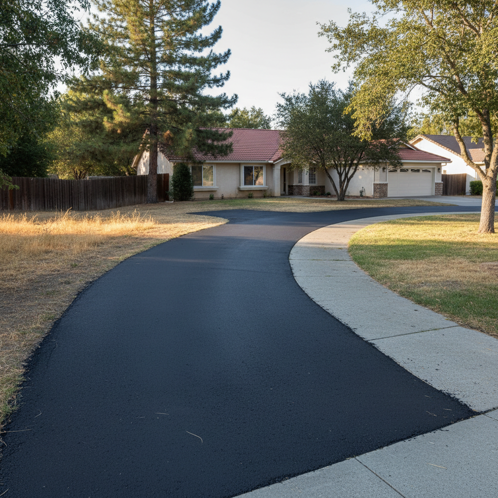 Completed slurry coating work at a residential property in Redding, CA