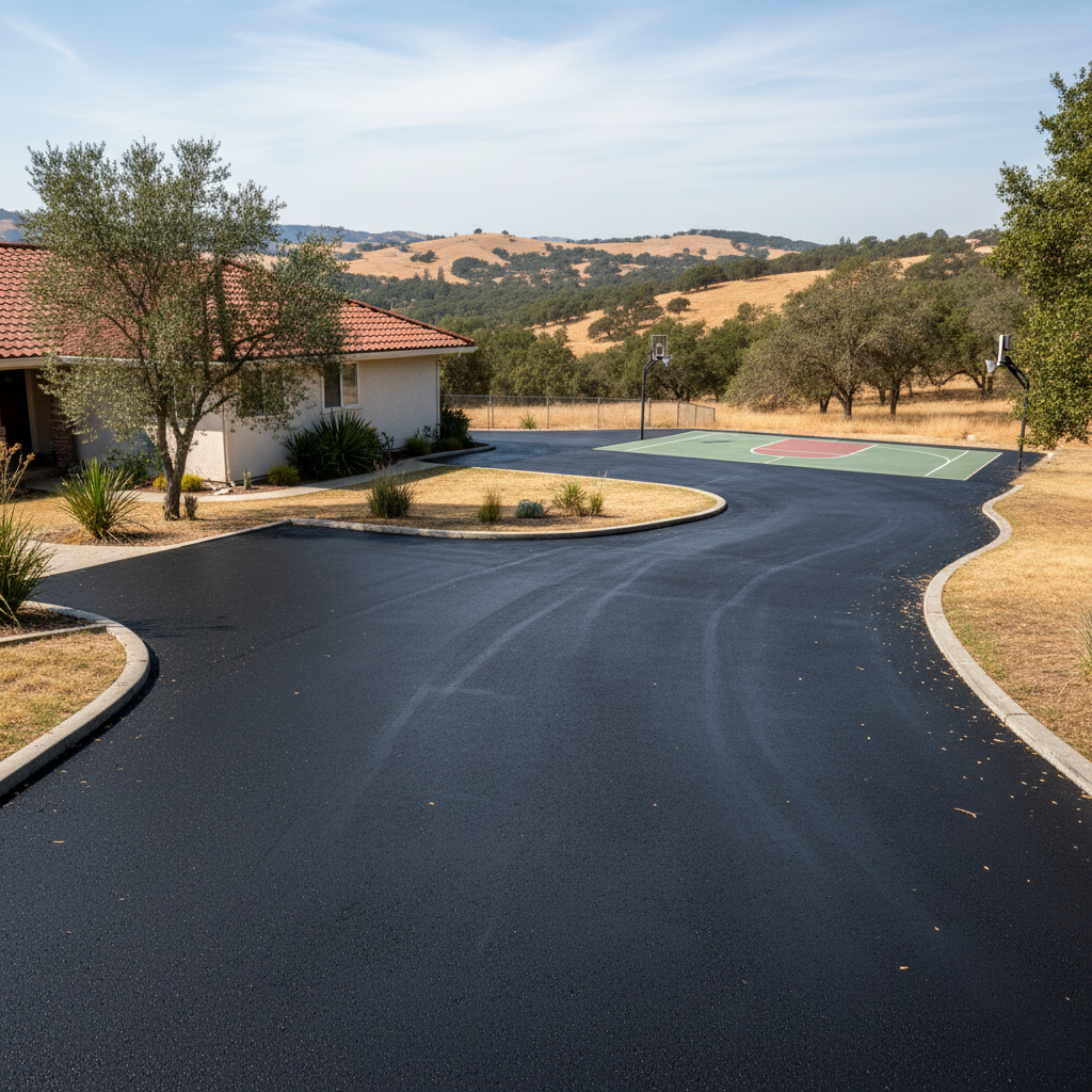 Completed slurry coating work at a residential property in Redding, CA