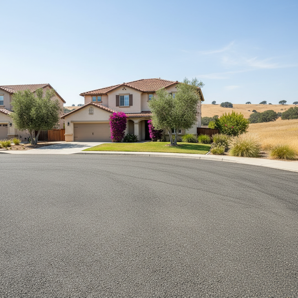 Completed asphalt milling work at a residential property in Lodi, CA