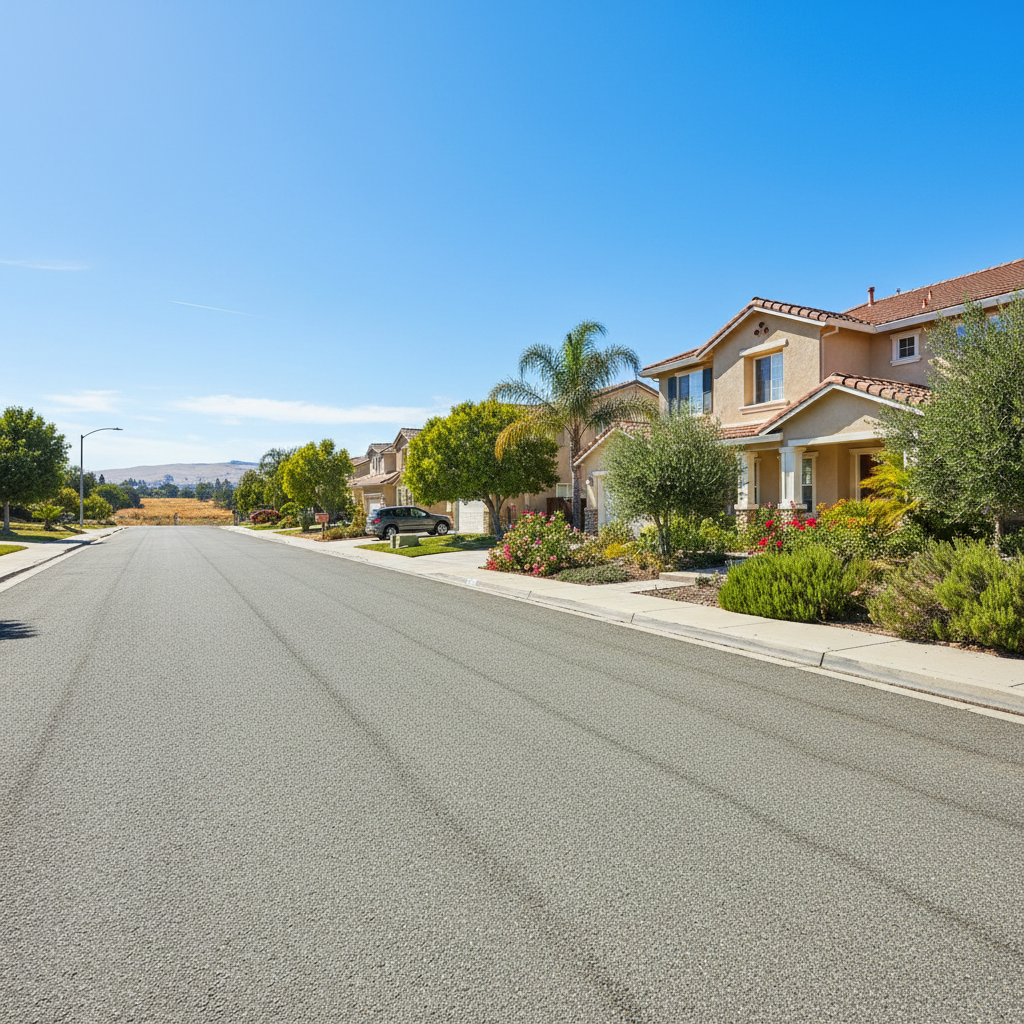 Completed asphalt milling work at a residential property in Lodi, CA